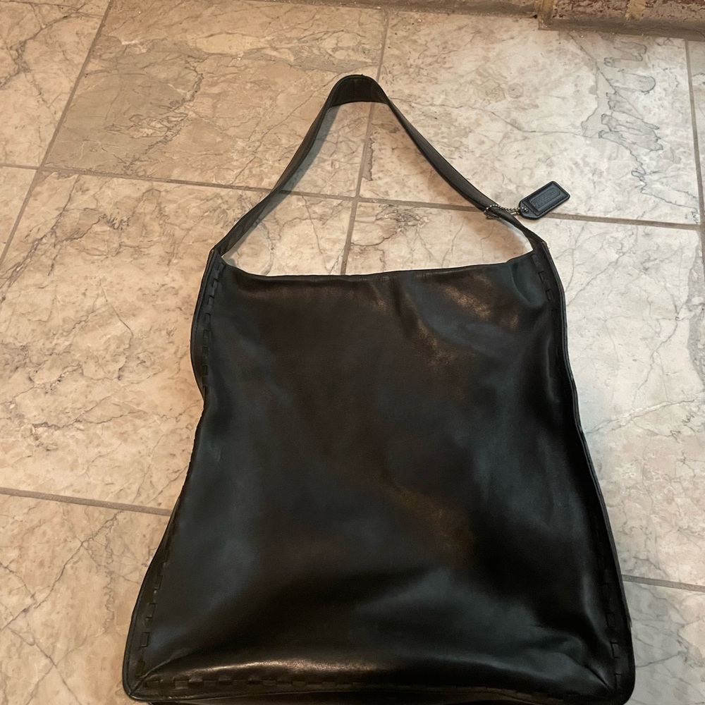 Coach Black Leather Shoulder Bag with Slouchy Design